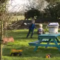 Fred runs around with a small parachute, Emily Comes to Visit, Brome, Suffolk - 15th March 2014