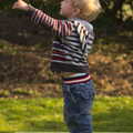 Harry points up as Fred's parachute drifts in, Emily Comes to Visit, Brome, Suffolk - 15th March 2014