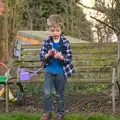 Fred pokes around with a walnut shell, Emily Comes to Visit, Brome, Suffolk - 15th March 2014