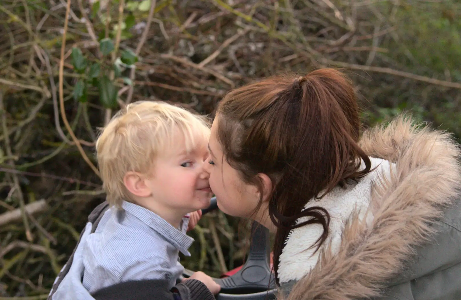 Harry gets a crafty kiss, from Emily Comes to Visit, Brome, Suffolk - 15th March 2014