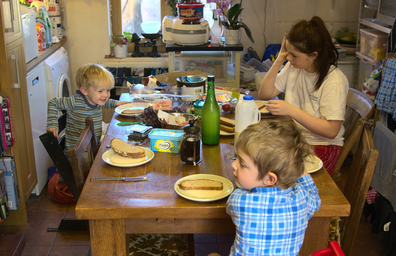 Breakfast with the boys from Emily Comes to Visit, Brome, Suffolk - 15th March 2014