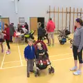 Milling around in the sports hall, pre race, Isobel's Fun Run, Hartismere High, Eye, Suffolk - 23rd March 2014