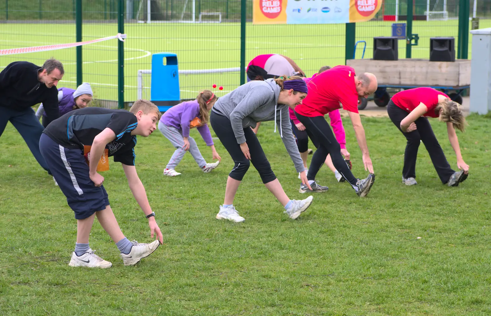 Touch your toes, from Isobel's Fun Run, Hartismere High, Eye, Suffolk - 23rd March 2014