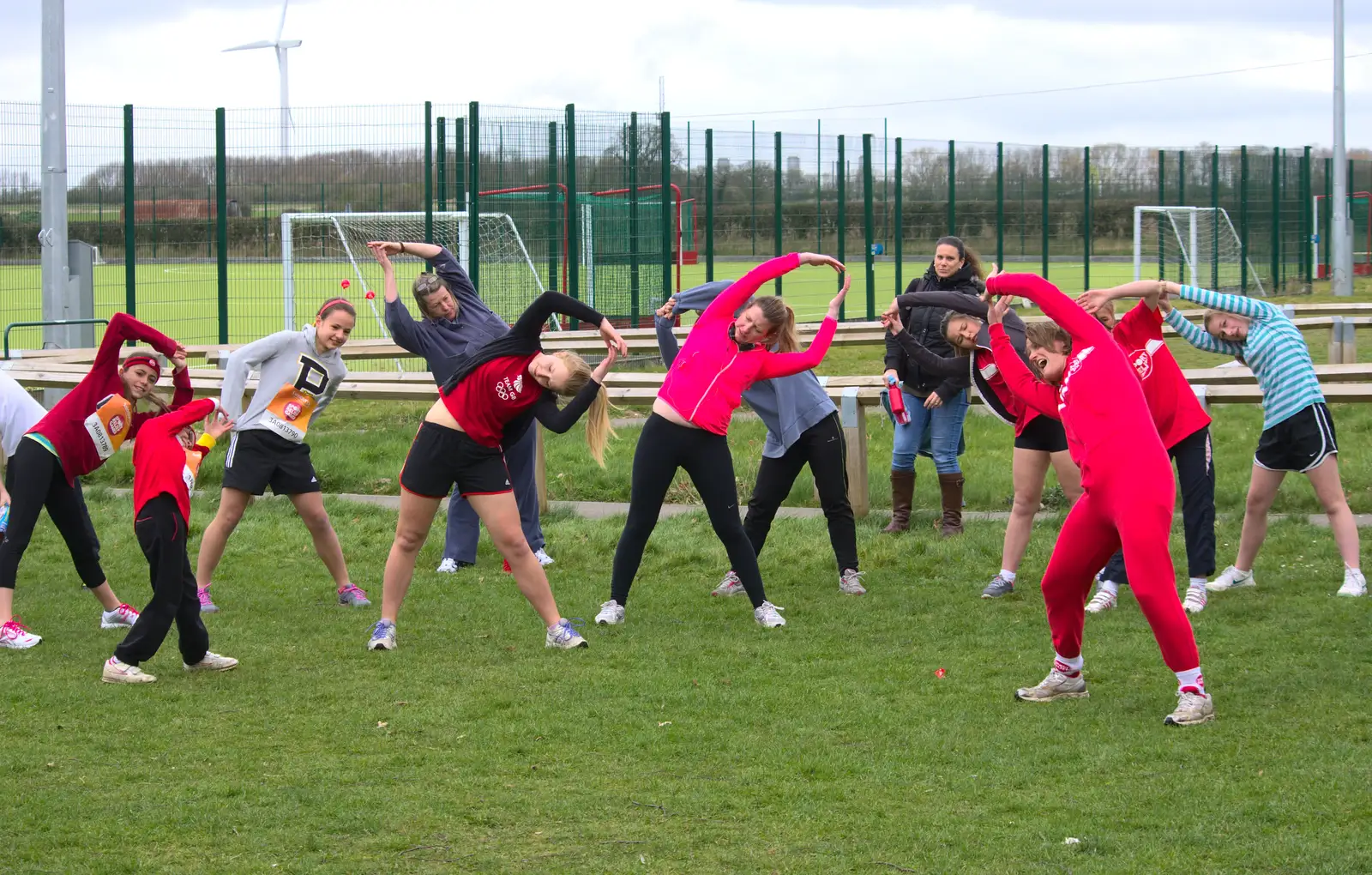 Stretch 'till it hurts, from Isobel's Fun Run, Hartismere High, Eye, Suffolk - 23rd March 2014