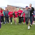 And they're off - Isobel waves on the way past, Isobel's Fun Run, Hartismere High, Eye, Suffolk - 23rd March 2014