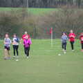 Isobel in a small group across the fields, Isobel's Fun Run, Hartismere High, Eye, Suffolk - 23rd March 2014