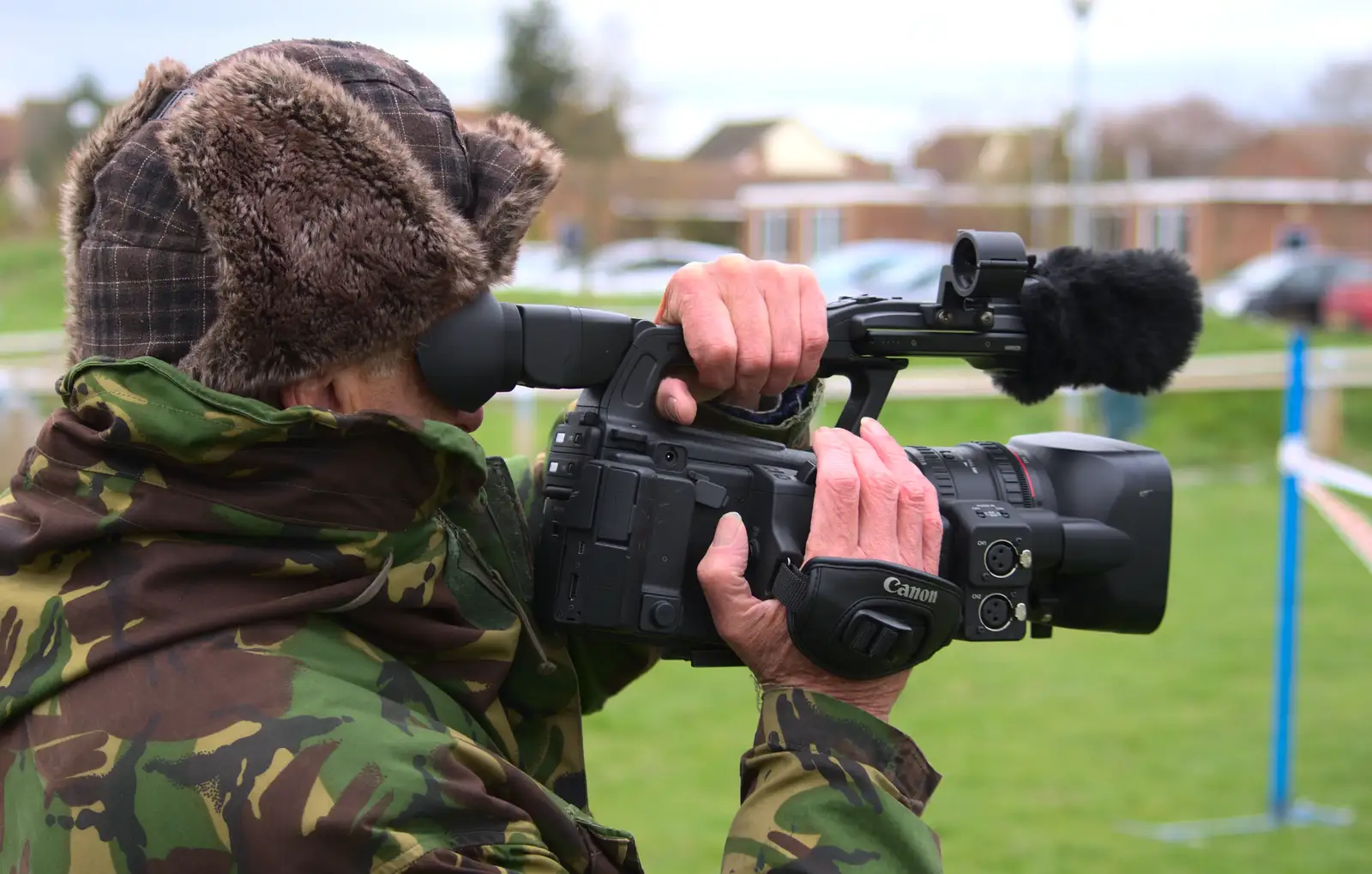 Gov's dad does some videoing, from Isobel's Fun Run, Hartismere High, Eye, Suffolk - 23rd March 2014