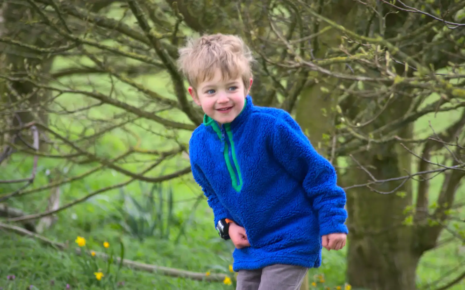 Fred roams around the trees, from Isobel's Fun Run, Hartismere High, Eye, Suffolk - 23rd March 2014