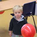 Back in the sports hall, Gabes has a balloon, Isobel's Fun Run, Hartismere High, Eye, Suffolk - 23rd March 2014