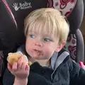 Harry eats Old Ladies' cake in the van, Isobel's Fun Run, Hartismere High, Eye, Suffolk - 23rd March 2014