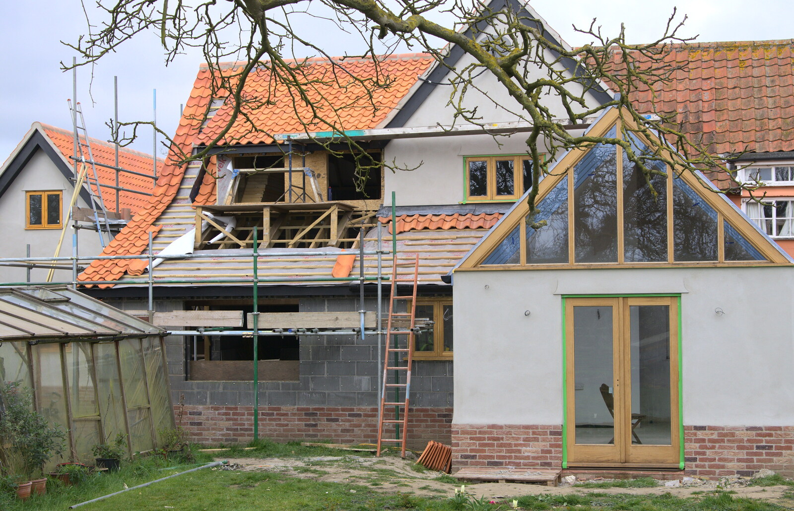 The second render coat is on in places from Isobel's Fun Run, Hartismere High, Eye, Suffolk - 23rd March 2014
