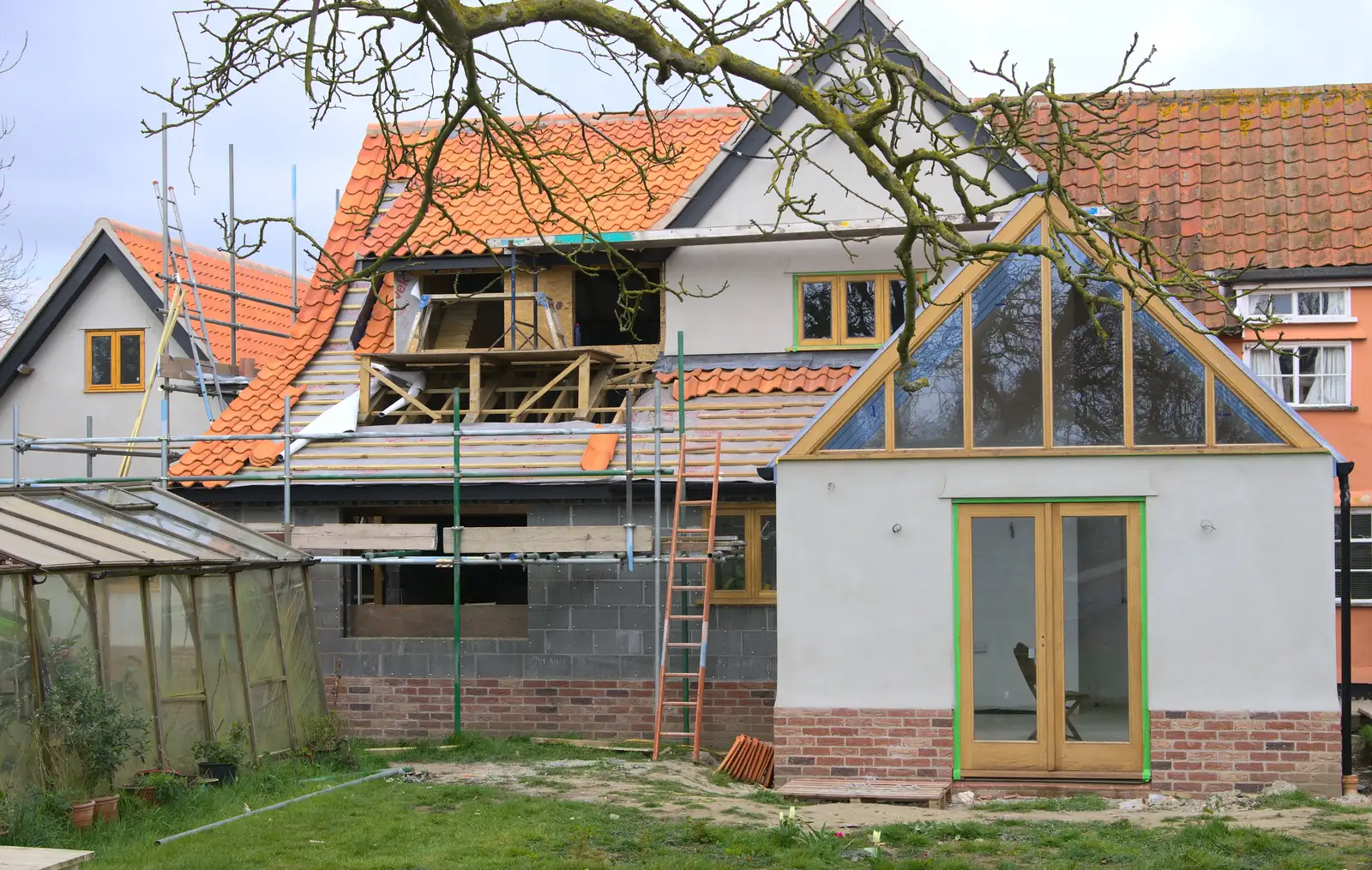 The second render coat is on in places, from Isobel's Fun Run, Hartismere High, Eye, Suffolk - 23rd March 2014