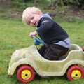 Harry in a push-along car, Isobel's Fun Run, Hartismere High, Eye, Suffolk - 23rd March 2014