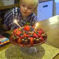 Harry gets in to blow the candles out, On Being Two: Harry's Birthday, Brome, Suffolk - 28th March 2014