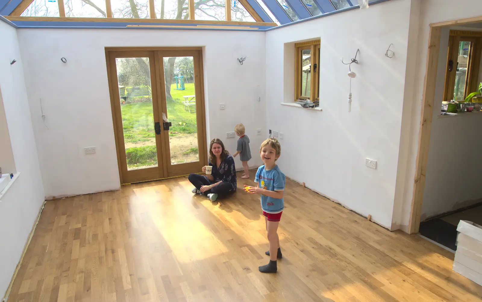 Hanging around in the garden room, from On Being Two: Harry's Birthday, Brome, Suffolk - 28th March 2014