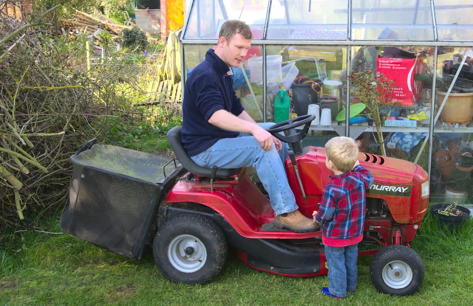 Mikey shows Jack the 'joy of tractors', from On Being Two: Harry's Birthday, Brome, Suffolk - 28th March 2014