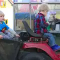 Harry and Jack on the lawnmower, On Being Two: Harry's Birthday, Brome, Suffolk - 28th March 2014