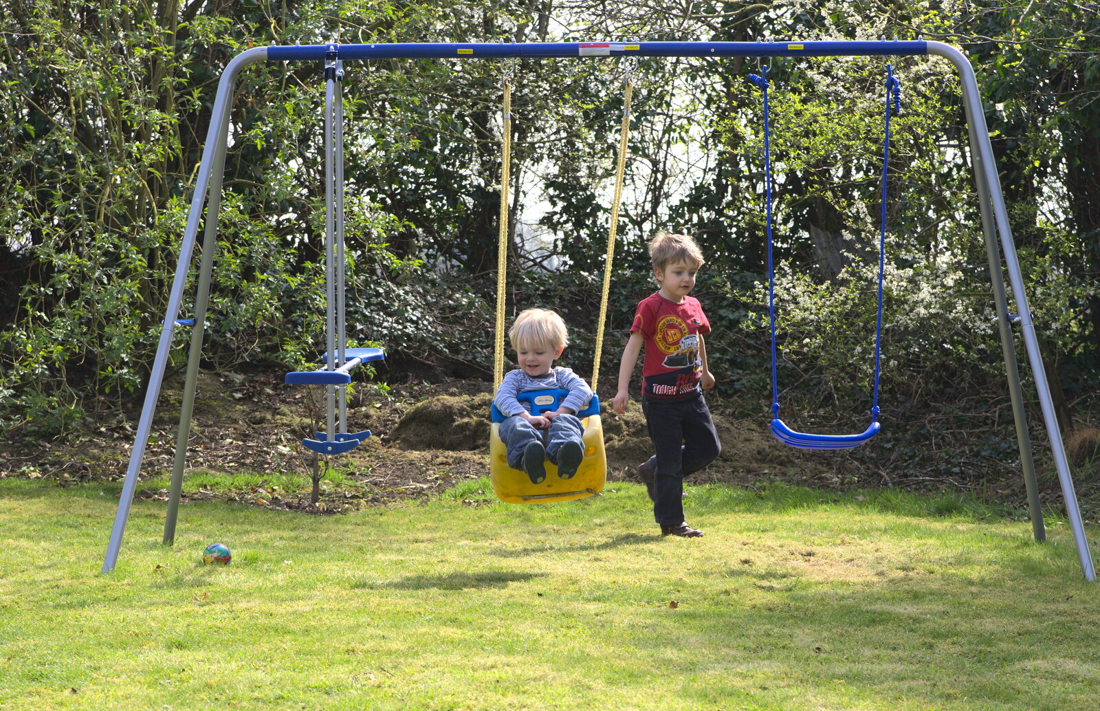 Harry has a swing from On Being Two: Harry's Birthday, Brome, Suffolk - 28th March 2014