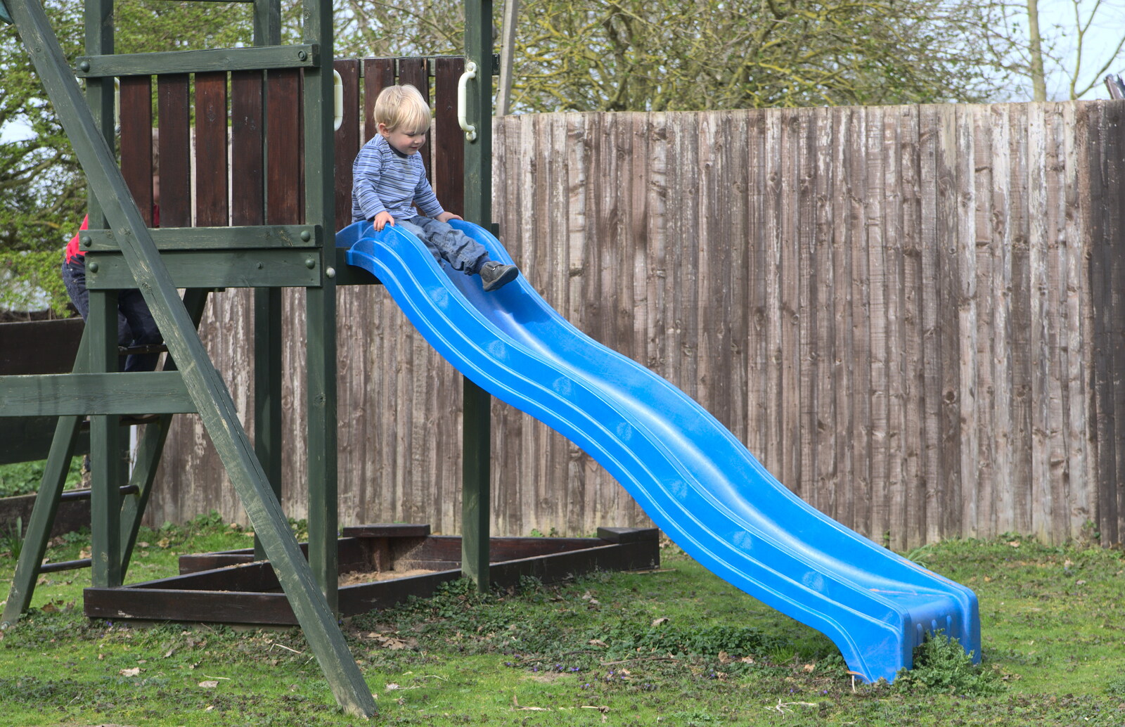 Harry has a slide from On Being Two: Harry's Birthday, Brome, Suffolk - 28th March 2014