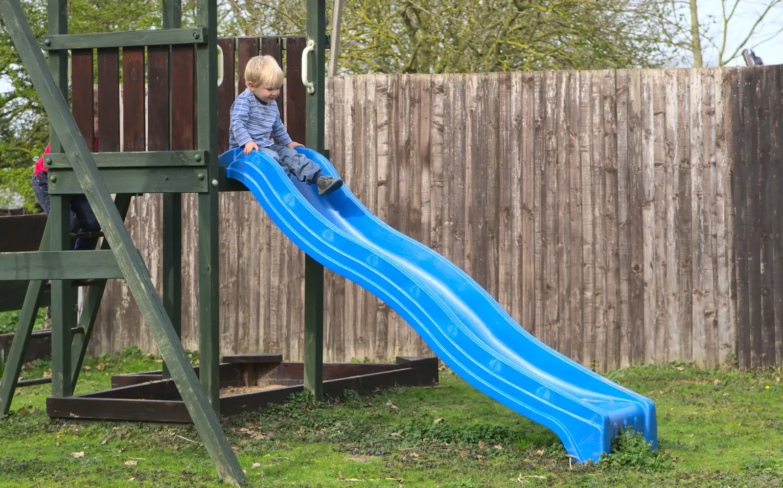 Harry has a slide, from On Being Two: Harry's Birthday, Brome, Suffolk - 28th March 2014