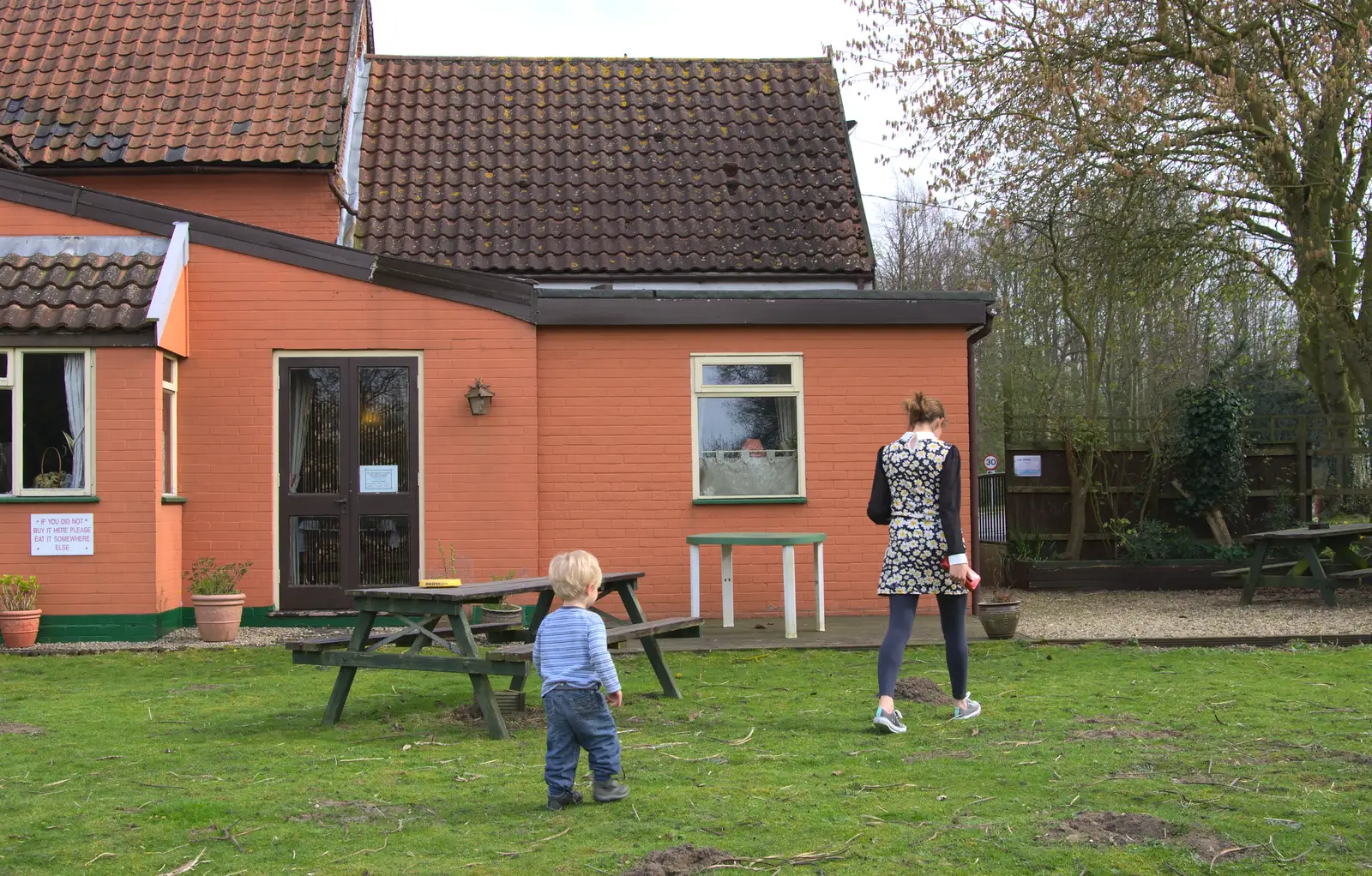 Harry follows Isobel to the bar, from On Being Two: Harry's Birthday, Brome, Suffolk - 28th March 2014