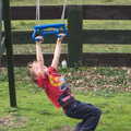 Fred tests out the new swing, On Being Two: Harry's Birthday, Brome, Suffolk - 28th March 2014