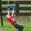 Fred tests out the new swing, On Being Two: Harry's Birthday, Brome, Suffolk - 28th March 2014