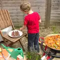 Fred pokes the prawns, On Being Two: Harry's Birthday, Brome, Suffolk - 28th March 2014