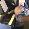 Harry pokes buttons on the piano, On Being Two: Harry's Birthday, Brome, Suffolk - 28th March 2014