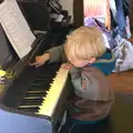 Harry pokes buttons on the piano, On Being Two: Harry's Birthday, Brome, Suffolk - 28th March 2014