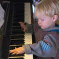 Harry bashes keys on the piano, On Being Two: Harry's Birthday, Brome, Suffolk - 28th March 2014