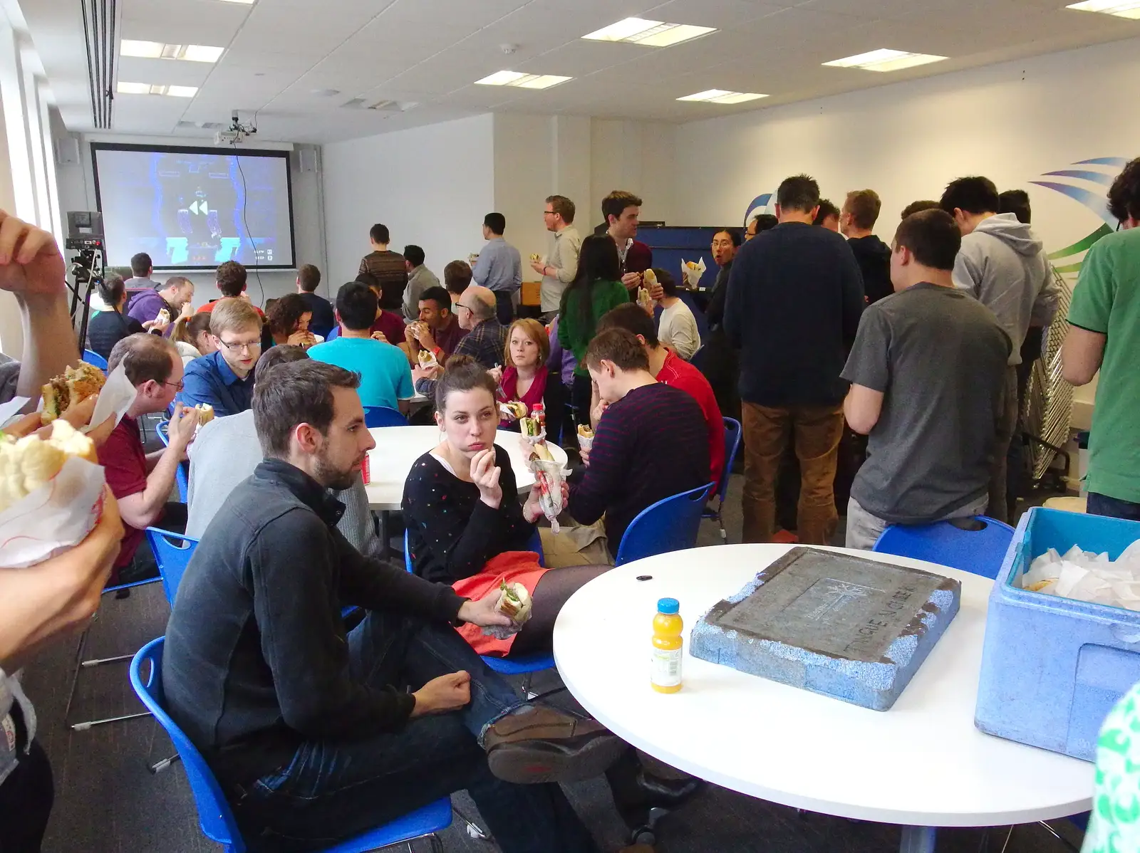 Lunchtime at work is getting a little crowded, from A Trainey Sort of Week, Liverpool Street, City of London - 3rd April 2014