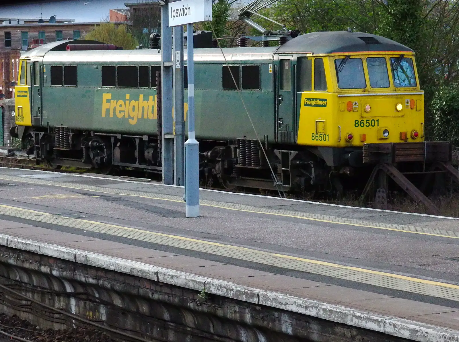 At Ipswich, Class 86 loco 86501, built in 1966, from A Trainey Sort of Week, Liverpool Street, City of London - 3rd April 2014