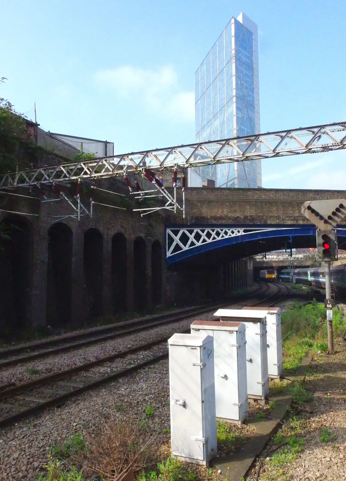 A group of signalling-equipment boxes, from A Trainey Sort of Week, Liverpool Street, City of London - 3rd April 2014