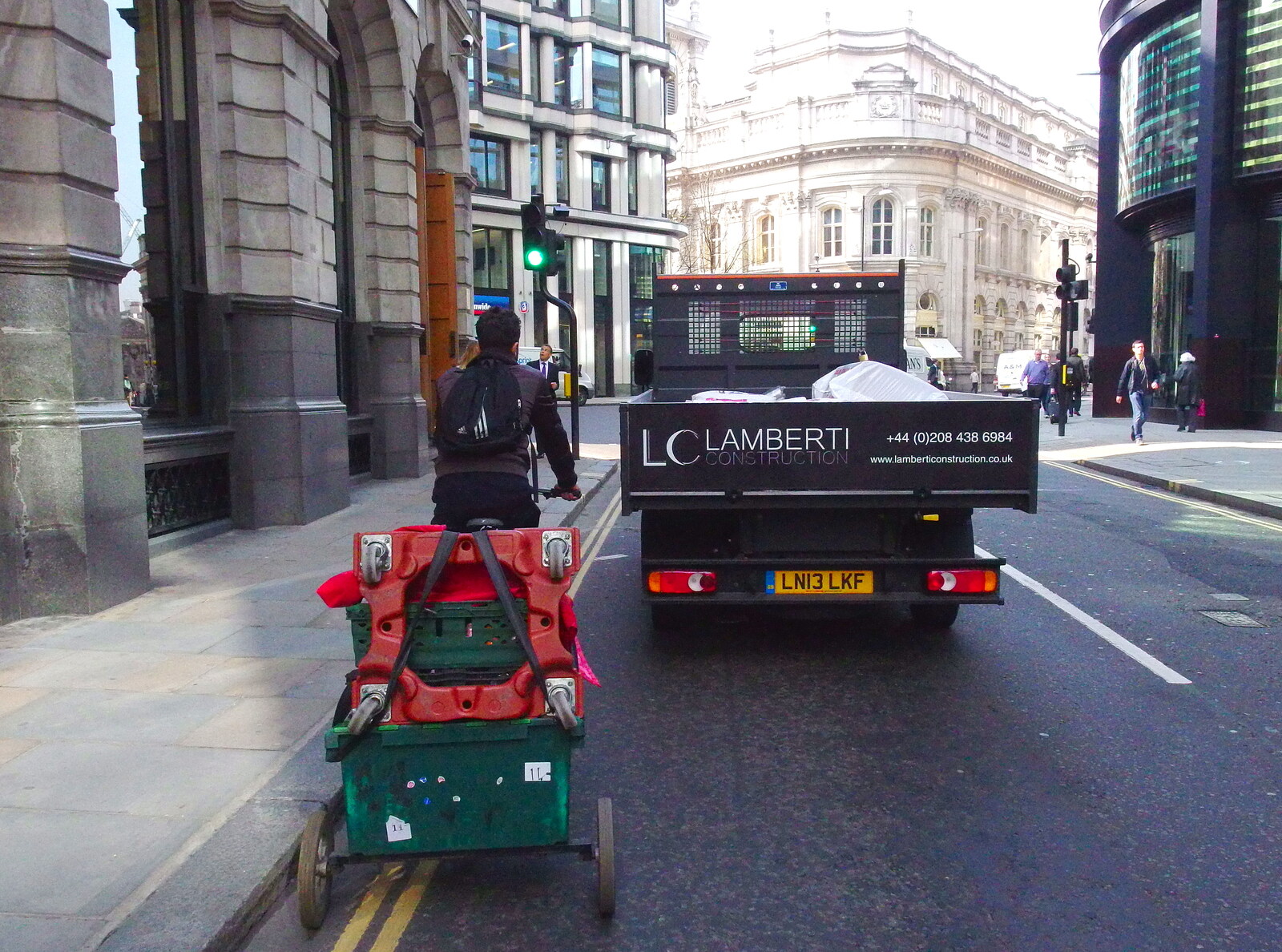 A bike with a large trailer load from A Trainey Sort of Week, Liverpool Street, City of London - 3rd April 2014
