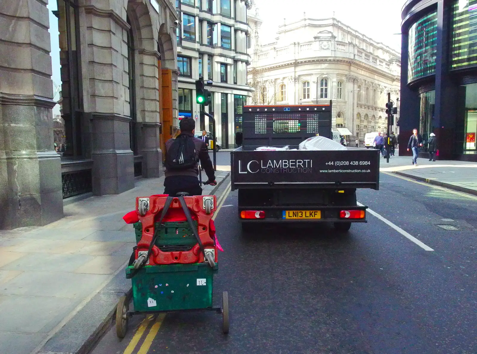 A bike with a large trailer load, from A Trainey Sort of Week, Liverpool Street, City of London - 3rd April 2014