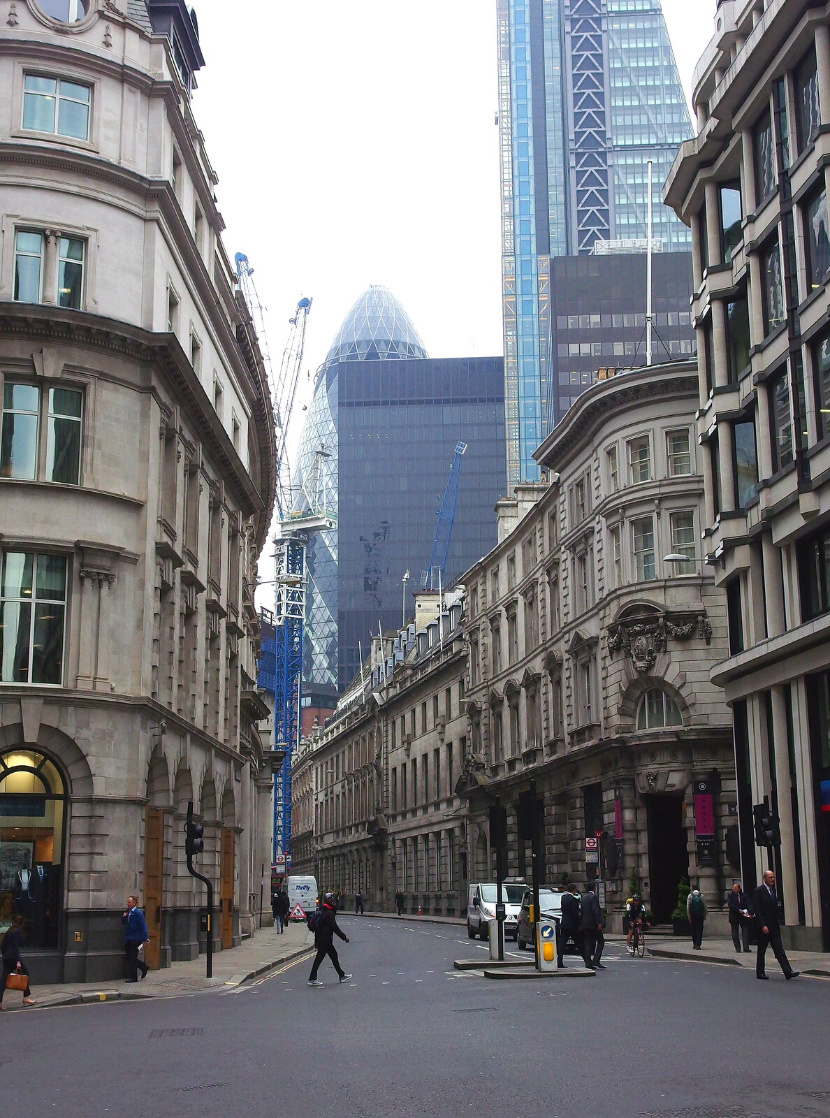 Looking towards the Swiss Re Gherkin from A Trainey Sort of Week, Liverpool Street, City of London - 3rd April 2014