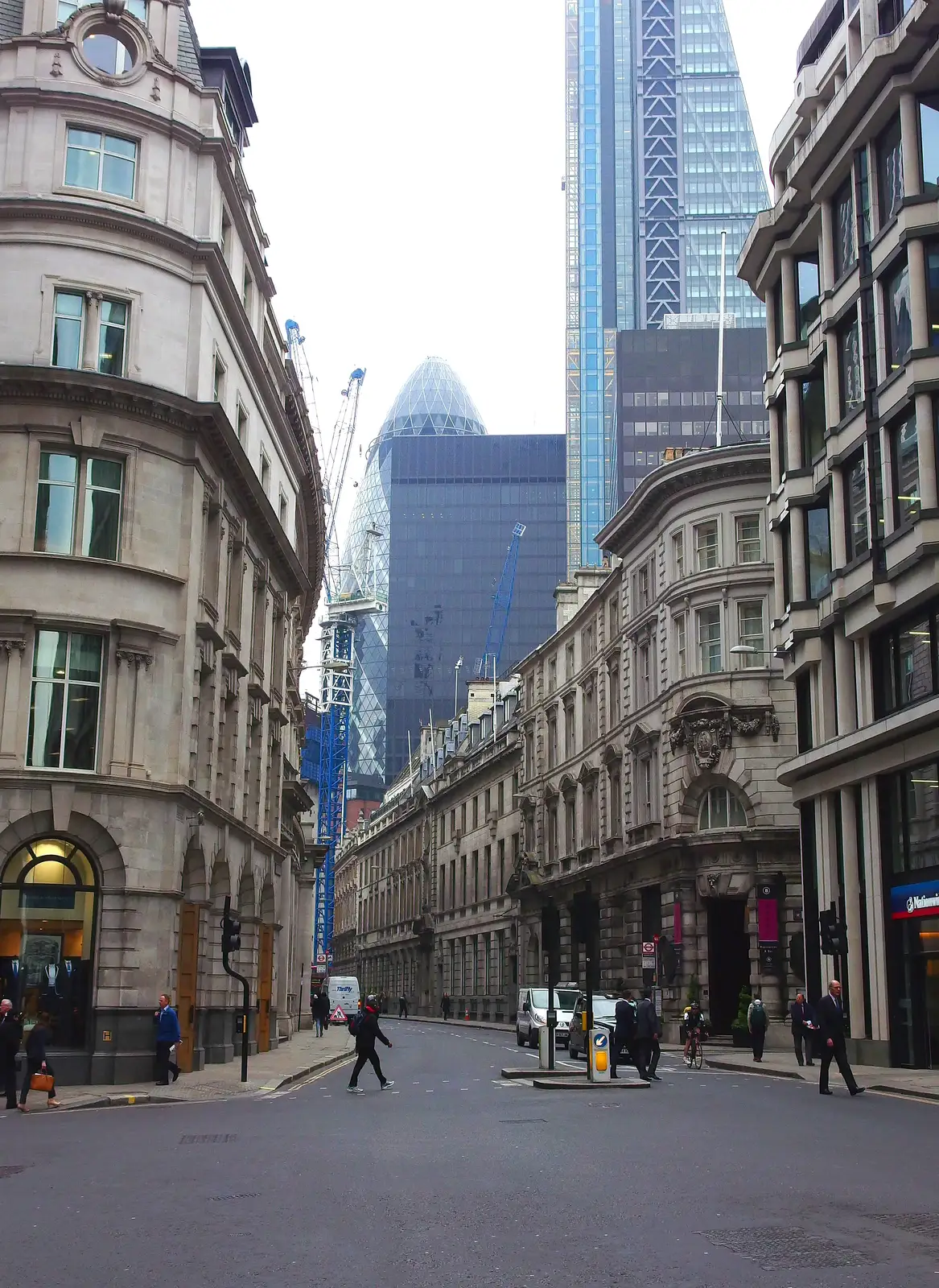 Looking towards the Swiss Re Gherkin, from A Trainey Sort of Week, Liverpool Street, City of London - 3rd April 2014