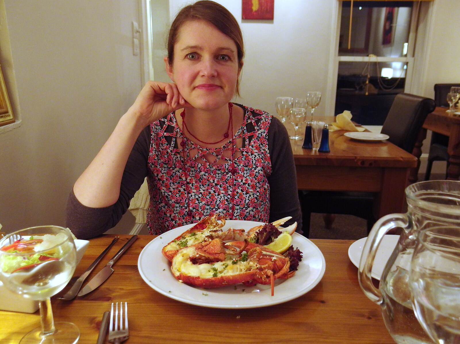 Isobel and her lobster at Lindsay House from The BSCC at The Black Horse, and an April Miscellany, Thorndon, Diss and Eye, Suffolk - 10th April 2014