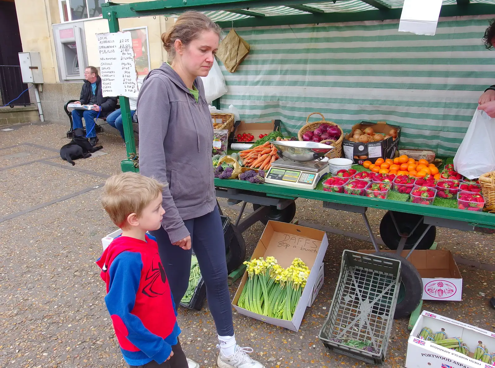 Fred and Isobel in the market, from The BSCC at The Black Horse, and an April Miscellany, Thorndon, Diss and Eye, Suffolk - 10th April 2014