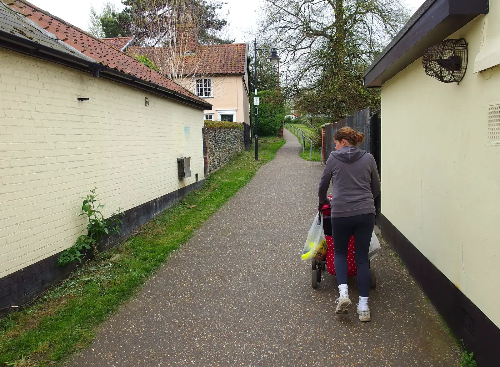 Isobel pushes Gabes up the hill to the car park, from The BSCC at The Black Horse, and an April Miscellany, Thorndon, Diss and Eye, Suffolk - 10th April 2014