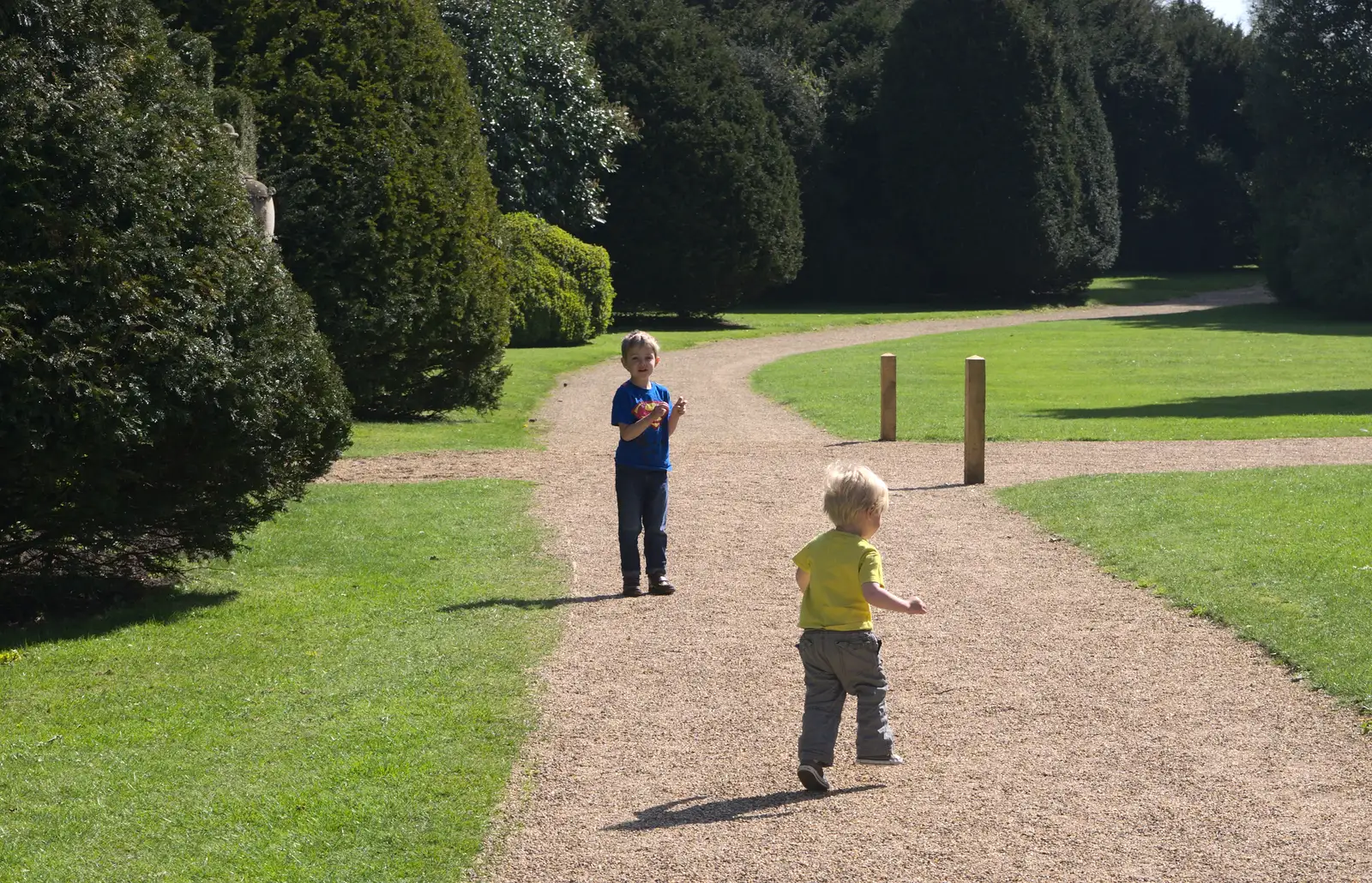 Fred and Harry run around, from A Trip to Audley End House, Saffron Walden, Essex - 16th April 2014