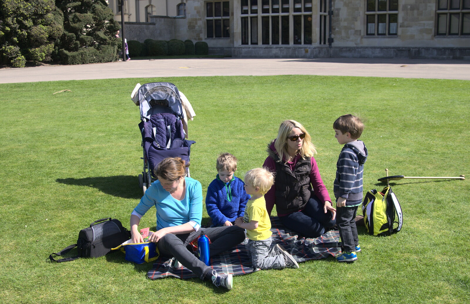 Time for a picnic on the lawn from A Trip to Audley End House, Saffron Walden, Essex - 16th April 2014