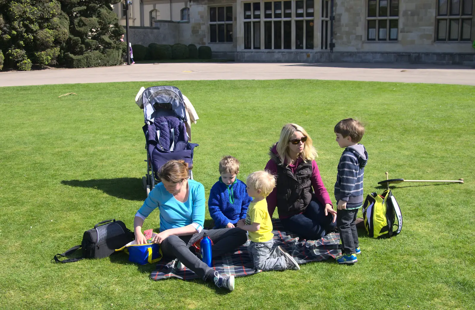 Time for a picnic in front of the house, from A Trip to Audley End House, Saffron Walden, Essex - 16th April 2014