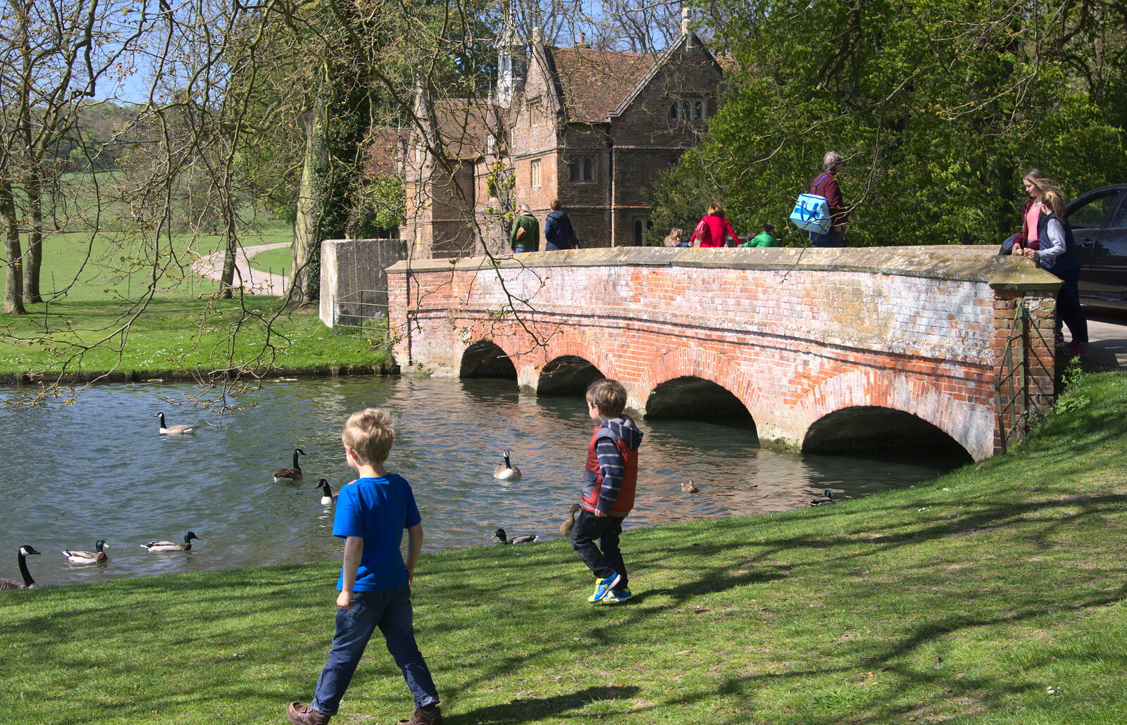 Fred and Kane go to see the ducks from A Trip to Audley End House, Saffron Walden, Essex - 16th April 2014