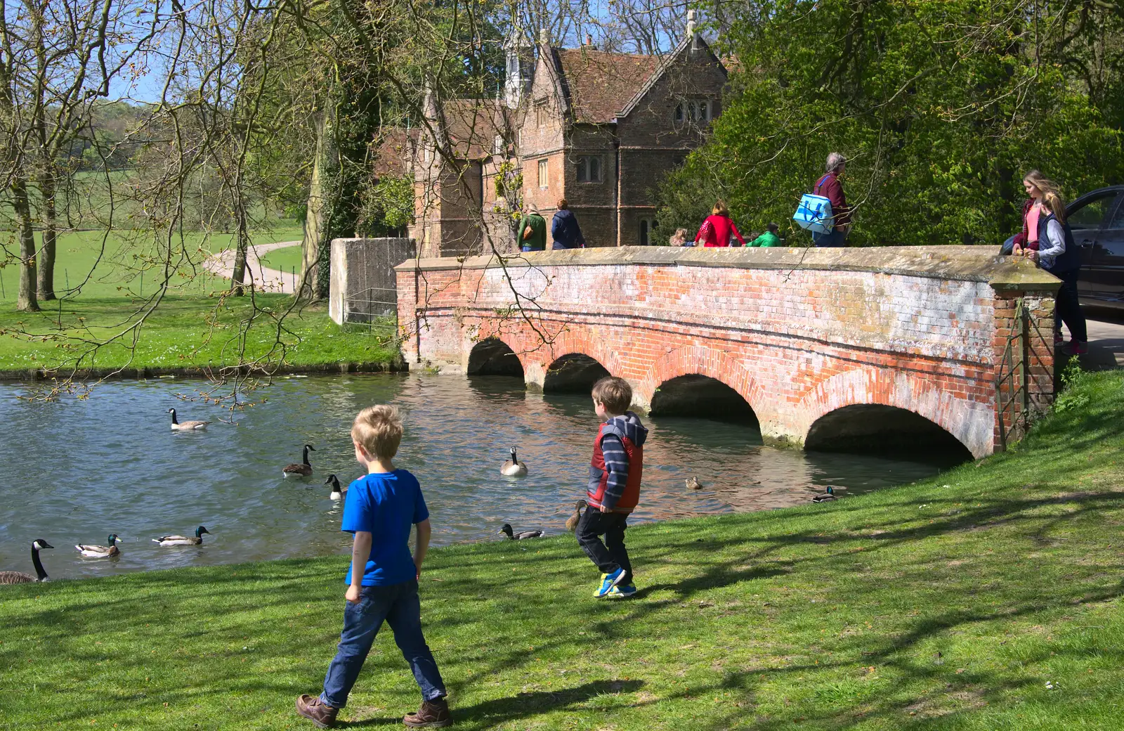 Fred and Kane go to see the ducks, from A Trip to Audley End House, Saffron Walden, Essex - 16th April 2014