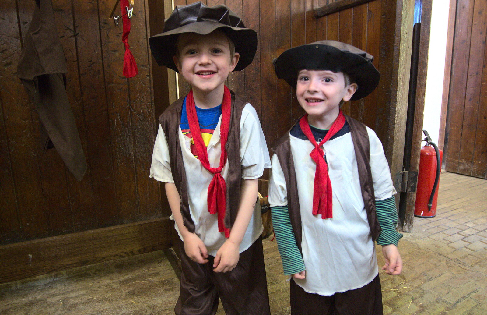 Fred and Kane dress up as 1800s stable boys from A Trip to Audley End House, Saffron Walden, Essex - 16th April 2014