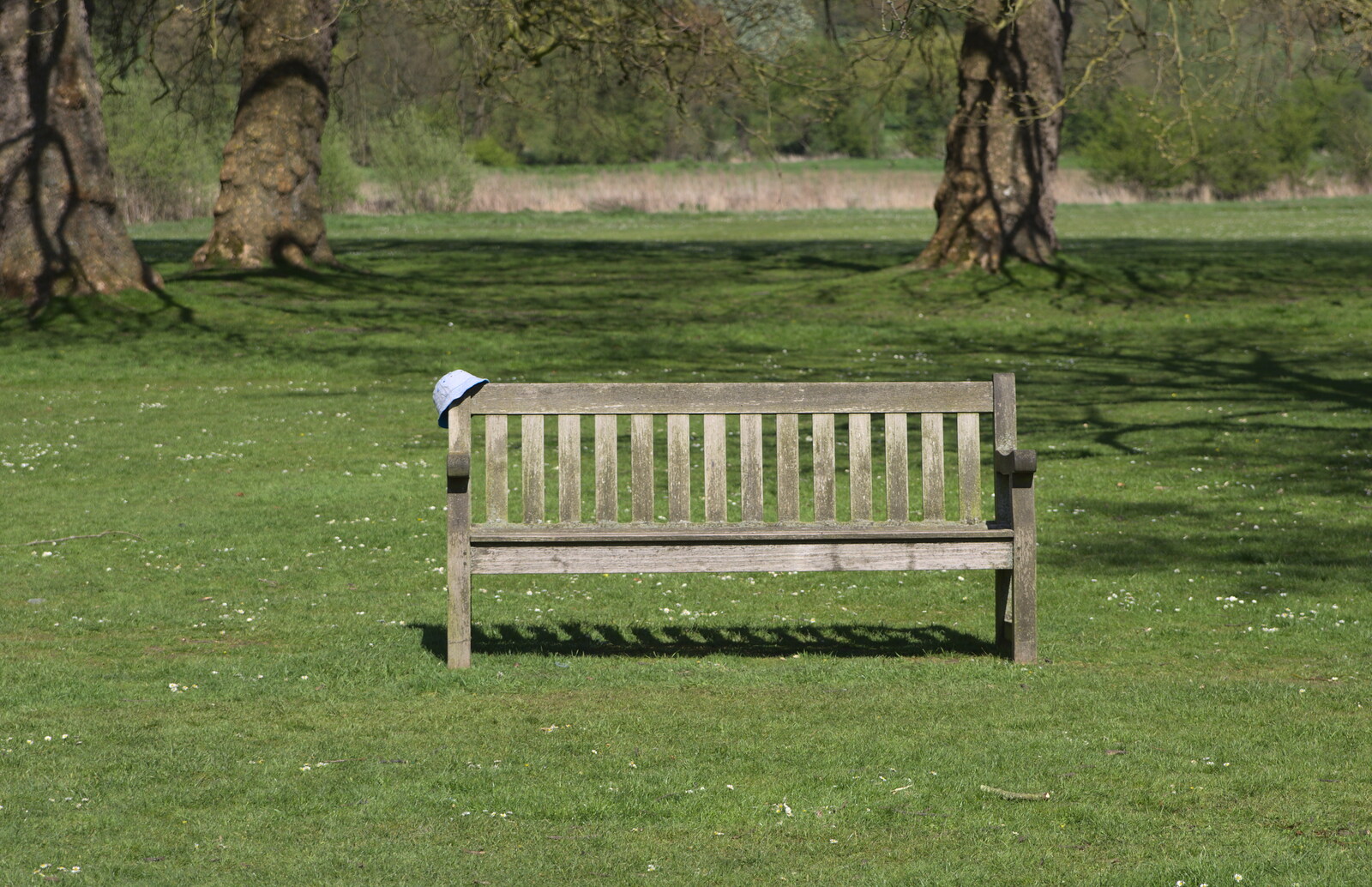 There's a lost hat perched on a bench from A Trip to Audley End House, Saffron Walden, Essex - 16th April 2014