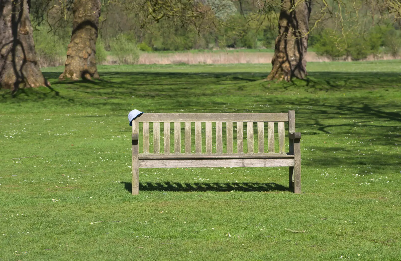 There's a lost hat perched on a bench, from A Trip to Audley End House, Saffron Walden, Essex - 16th April 2014