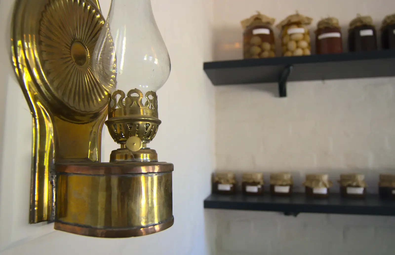 Brass oil lamp, from A Trip to Audley End House, Saffron Walden, Essex - 16th April 2014